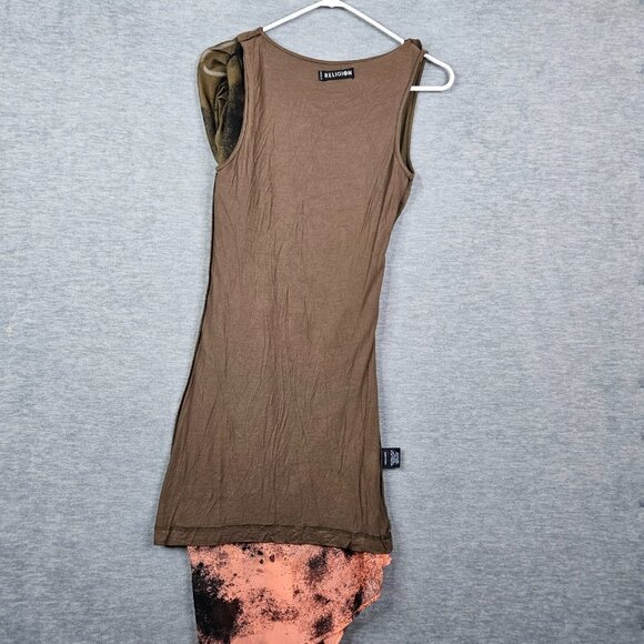 Religion Asymmetrical Draped Sleeveless Dress Brown Stretch Lined Women's Sz XS - Picture 9 of 13